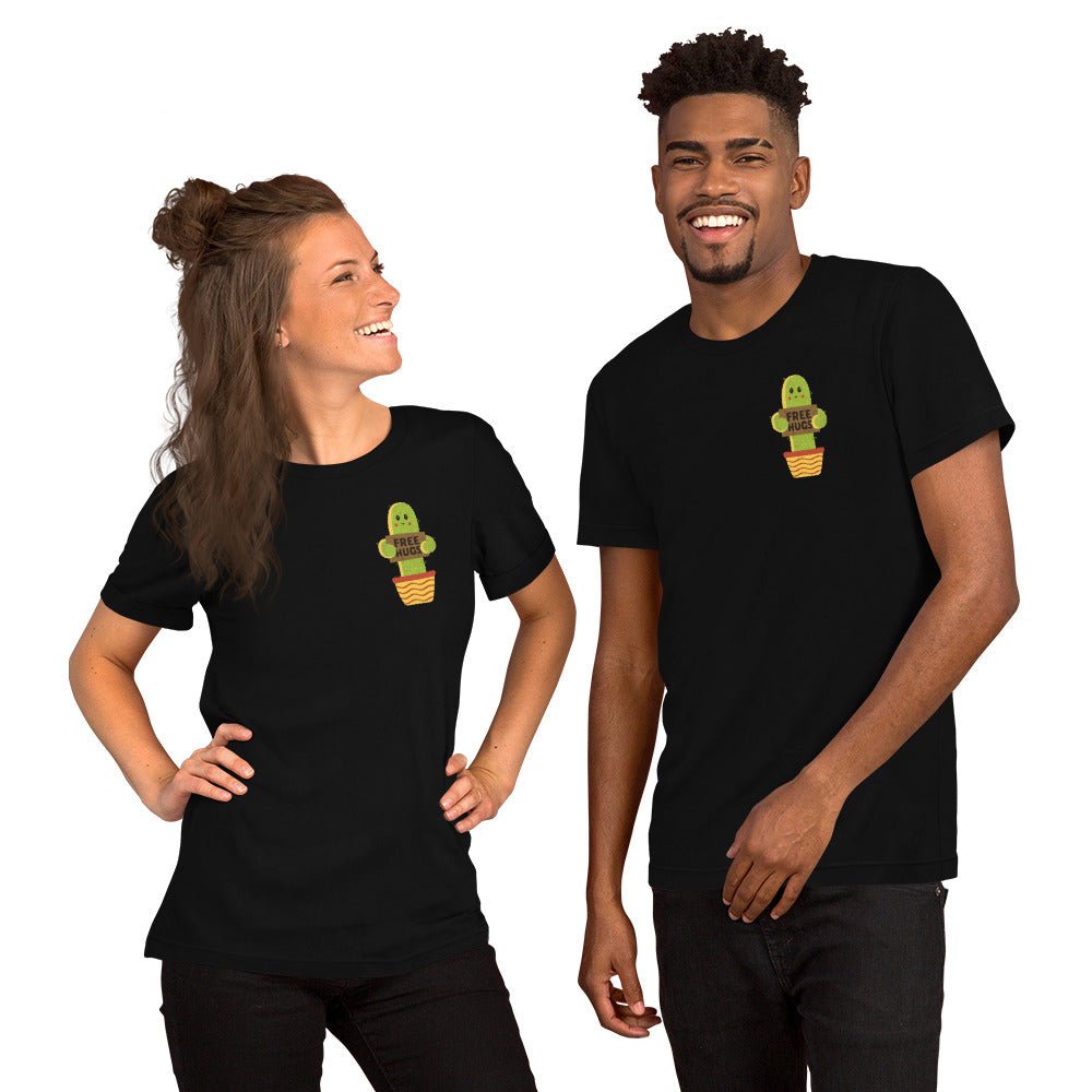 Free Hugs Cactus T-Shirt Geek Nerd All Adult Button Up Shirts Botany Print Design by Tobe Fonseca