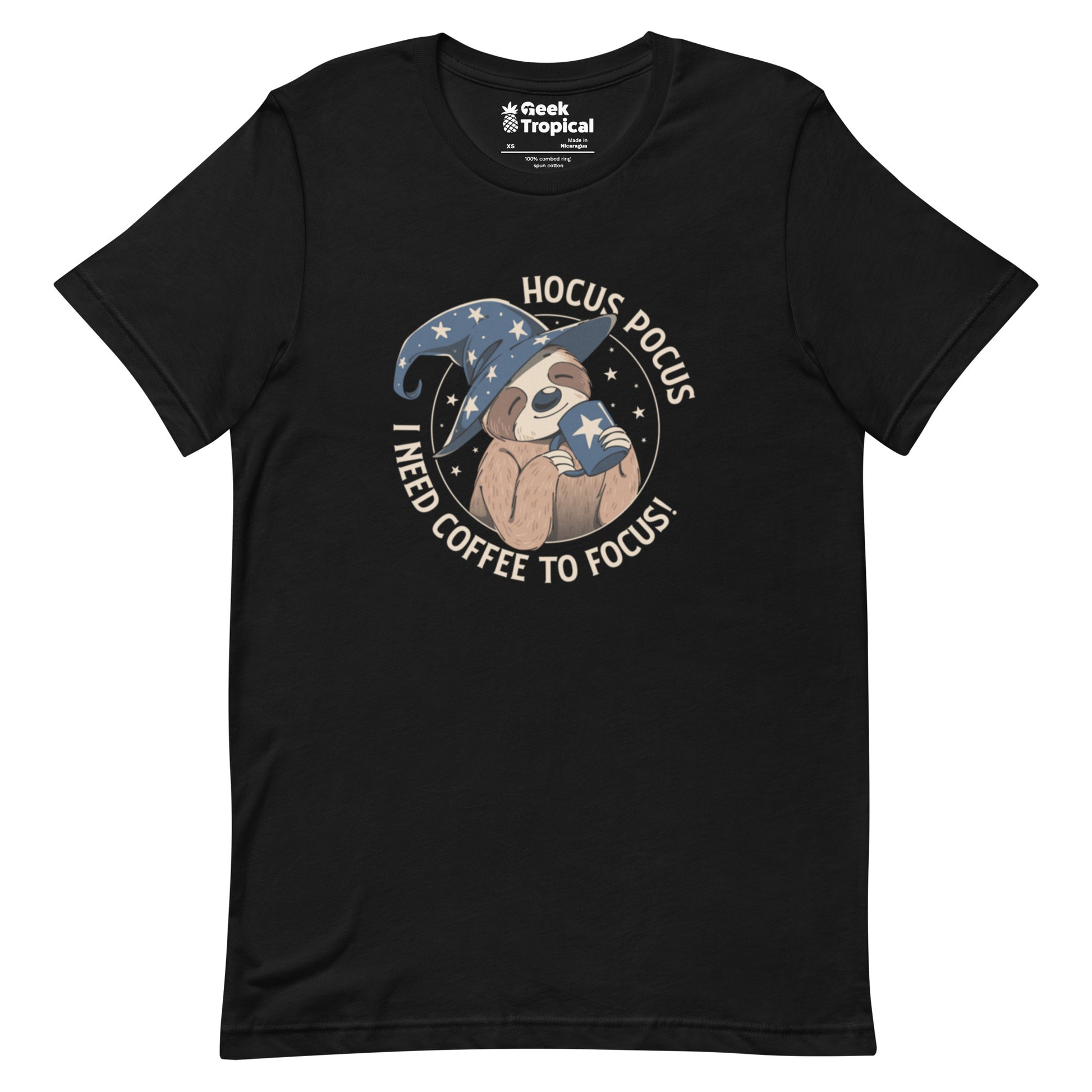 Hocus Pocus Coffee Focus Sloth T-Shirt Geek Nerd