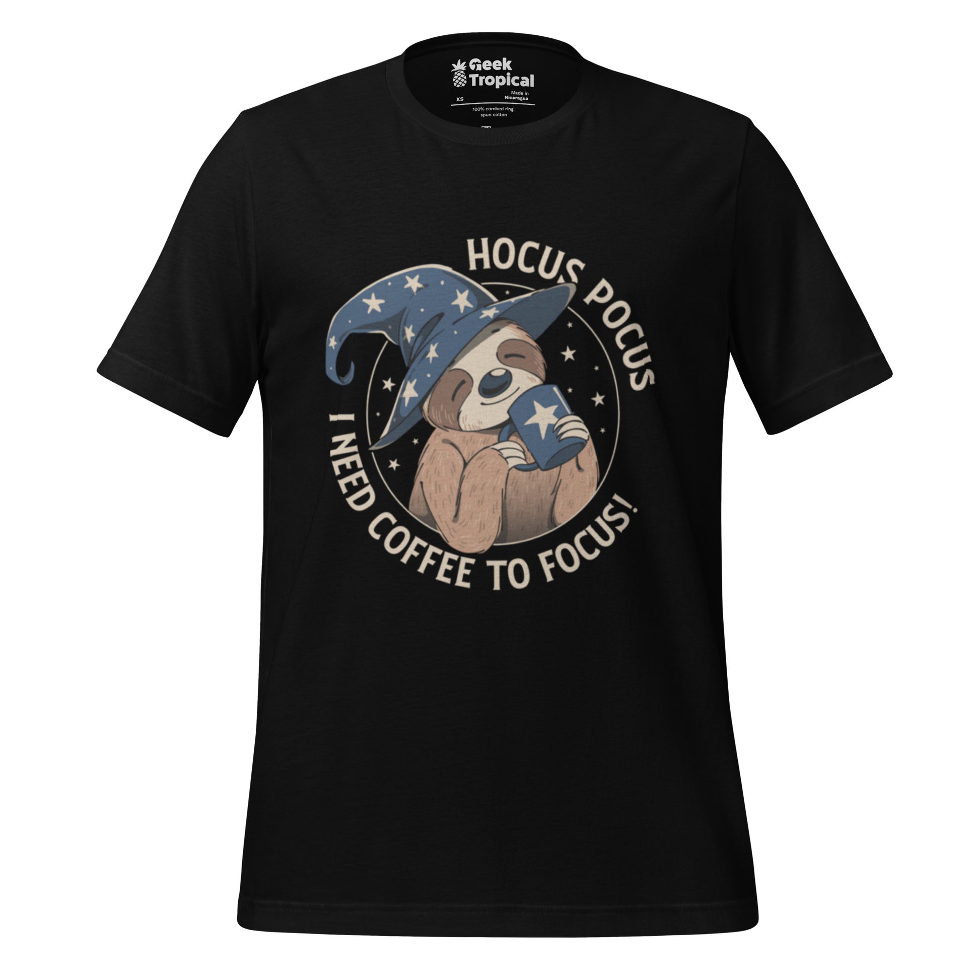 Hocus Pocus Coffee Focus Sloth T-Shirt Geek Nerd