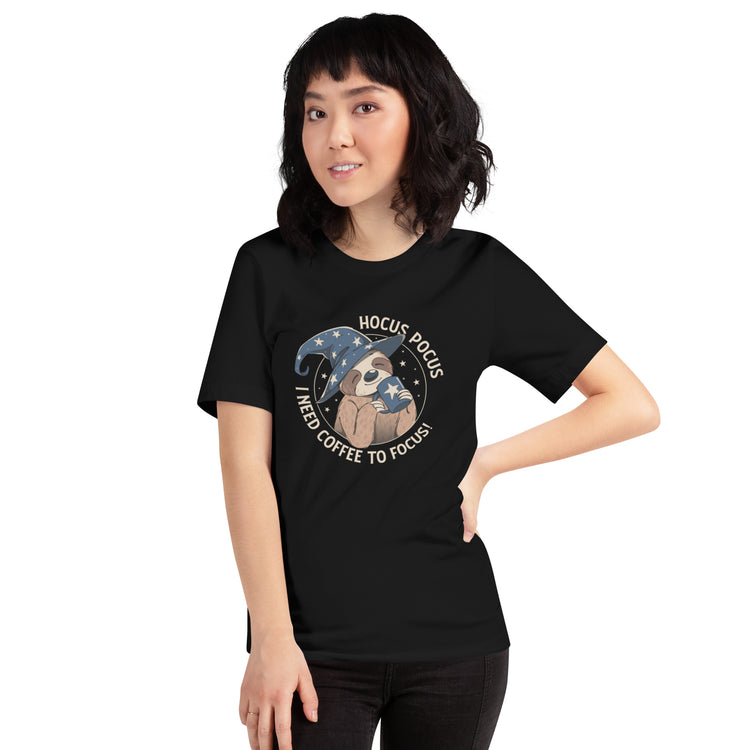 Hocus Pocus Coffee Focus Sloth T-Shirt Geek Nerd