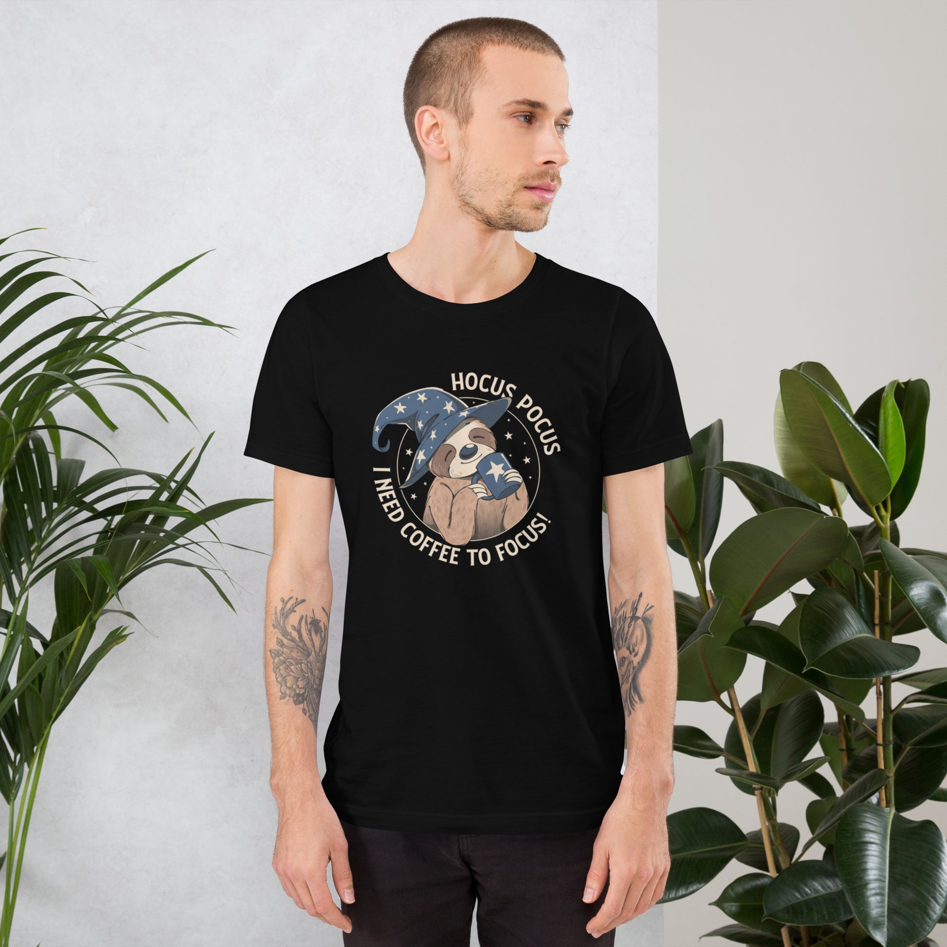 Hocus Pocus Coffee Focus Sloth T-Shirt Geek Nerd