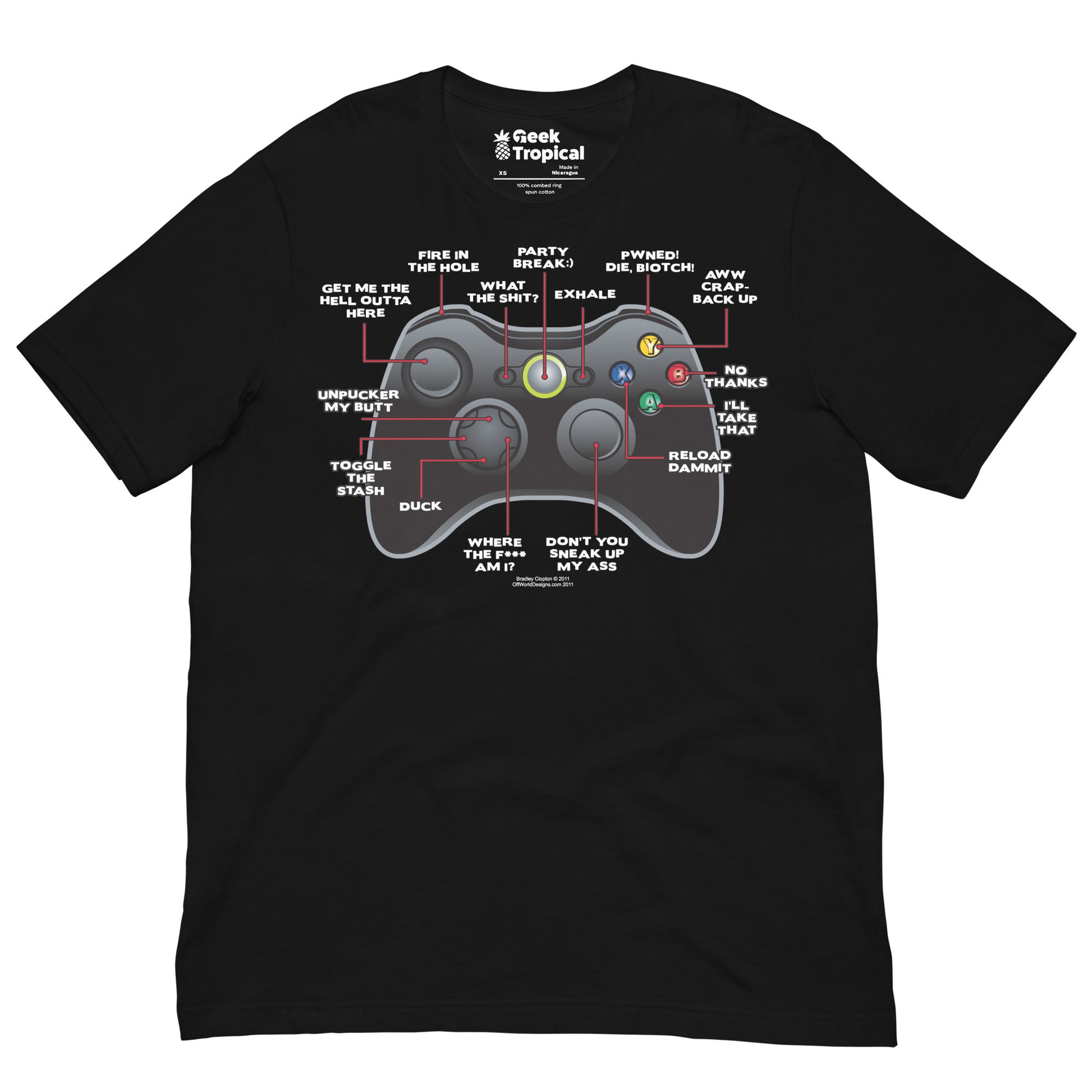 Game Controller t-shirt Geek Nerd Advertise to Meta FLOW DESC WRITING Off World Designs