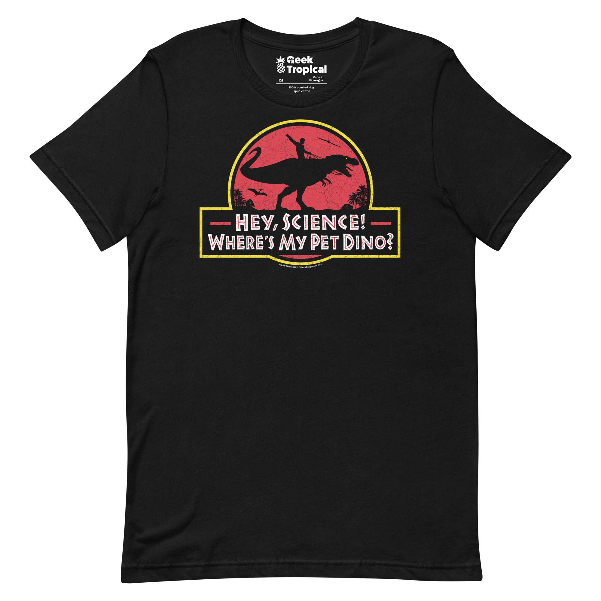 Hey Science t-shirt Geek Nerd Advertise to Meta dinosaur print FLOW DESC WRITING