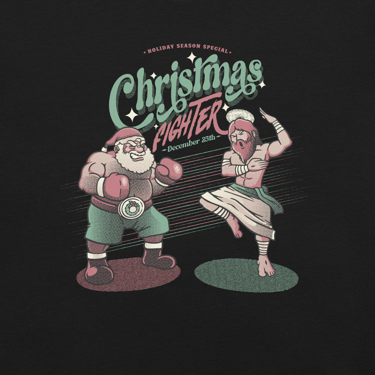 Holidays Fighting Jesus X Santa Claus T-Shirt Geek Nerd Advertise to Meta Christmas Print Design by Tobe Fonseca