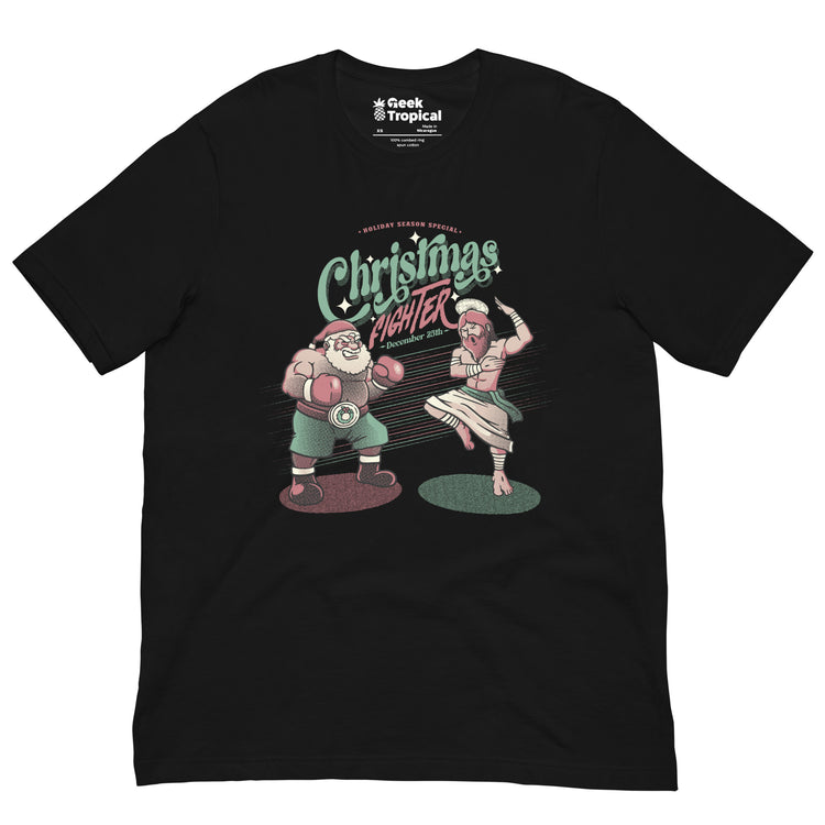 Holidays Fighting Jesus X Santa Claus T-Shirt Geek Nerd Advertise to Meta Christmas Print Design by Tobe Fonseca