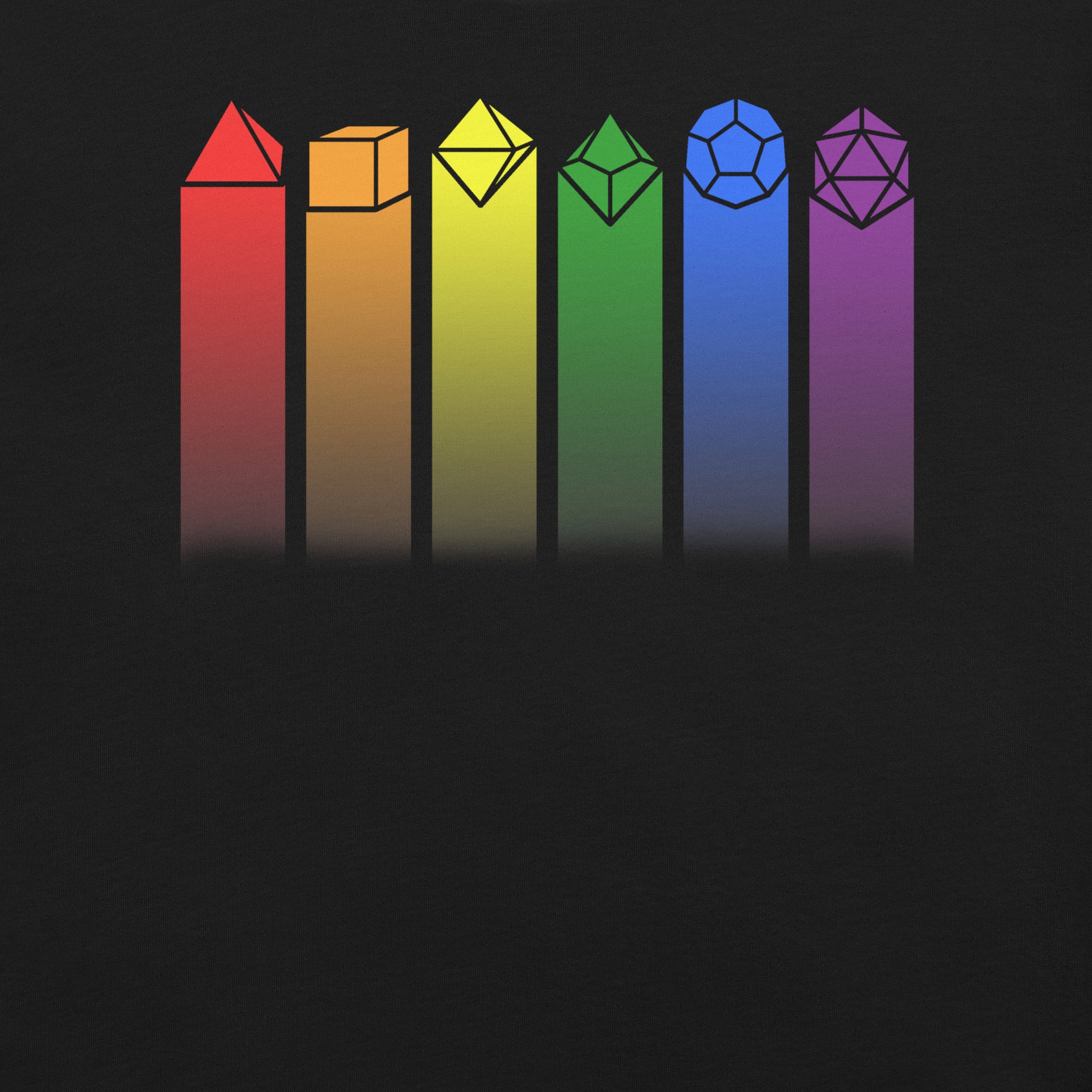 Rainbow Dice T-shirt Geek Nerd Advertise to Meta board game print dnd & rpg print