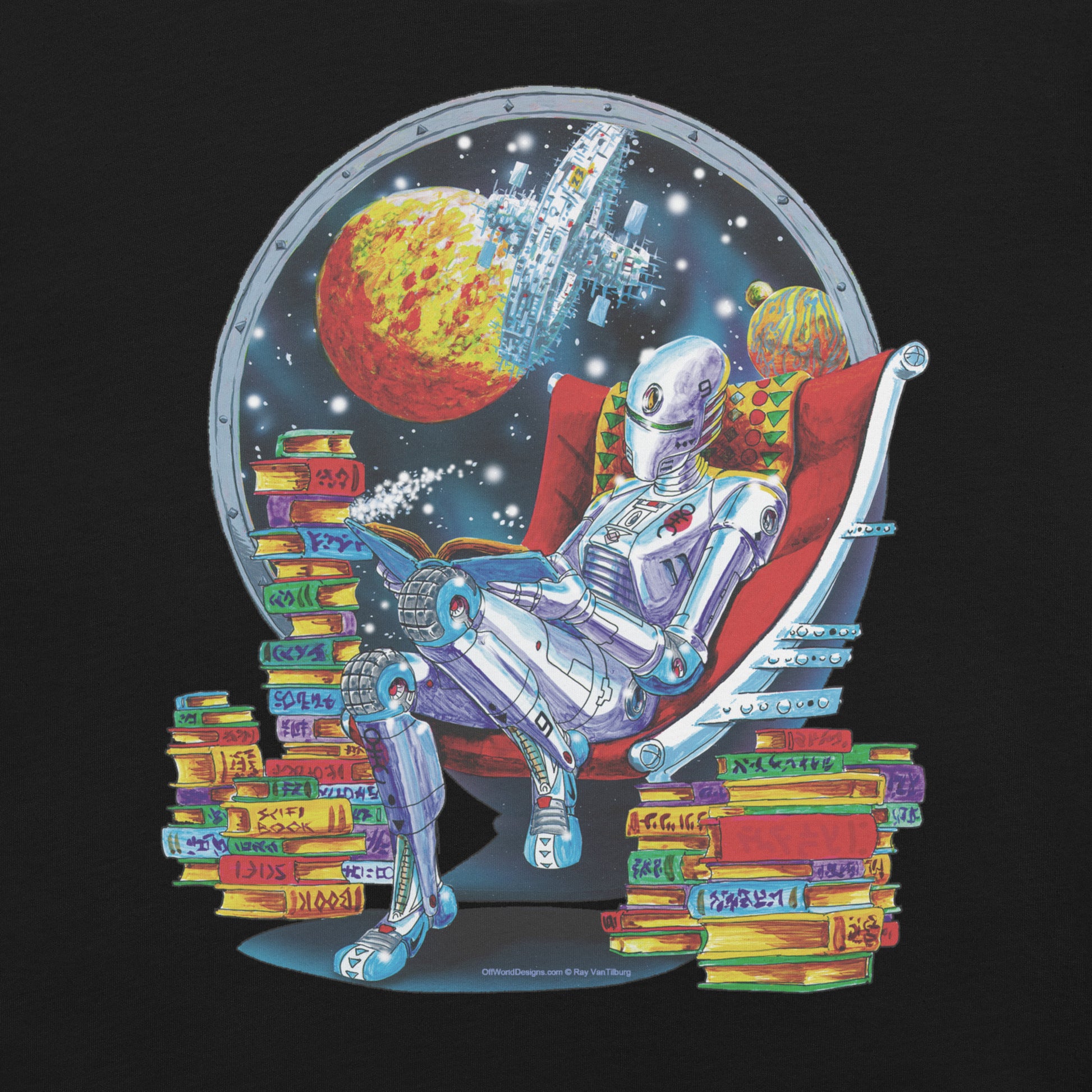 Robot Reading T-shirt Geek Nerd Advertise to Meta Book Prints computer print