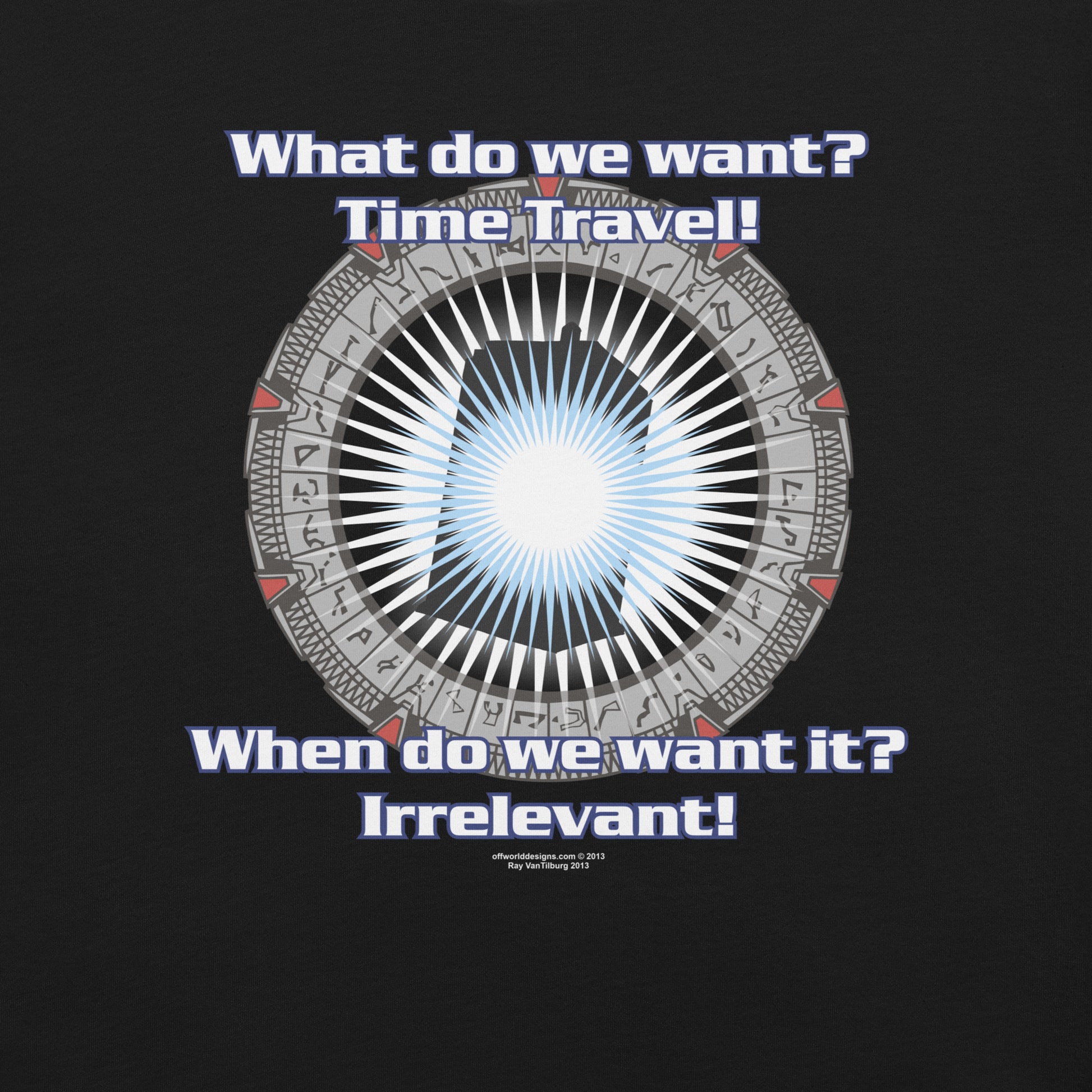 Time Travel T-shirt Geek Nerd Advertise to Meta FLOW DESC WRITING Off World Designs