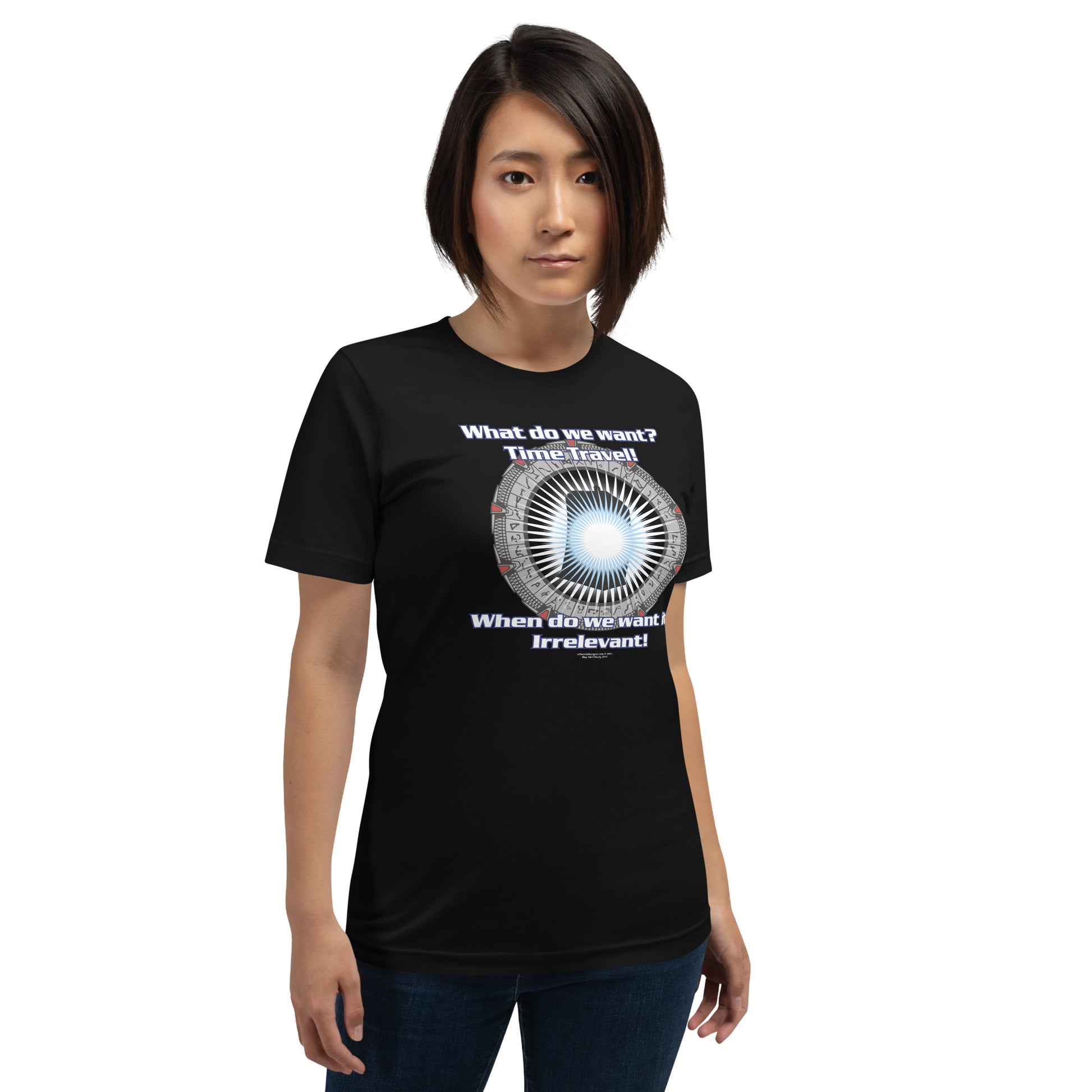 Time Travel T-shirt Geek Nerd Advertise to Meta FLOW DESC WRITING Off World Designs