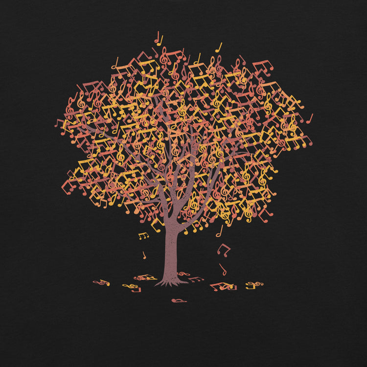 Tree Musical Notes Autumn Song T-Shirt Geek Nerd Advertise to Meta Botany Print Design by Tobe Fonseca