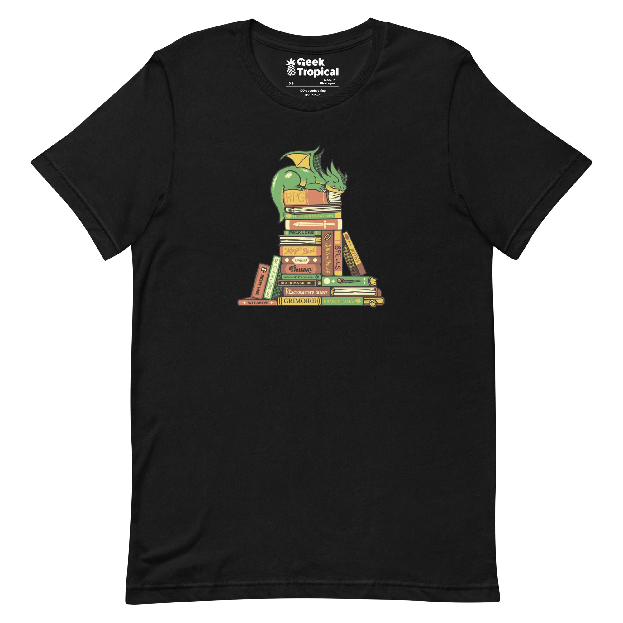 Treasure Hoarder Dragon Dark T-Shirt Geek Nerd Advertise to Meta Book Prints Design by Tobe Fonseca