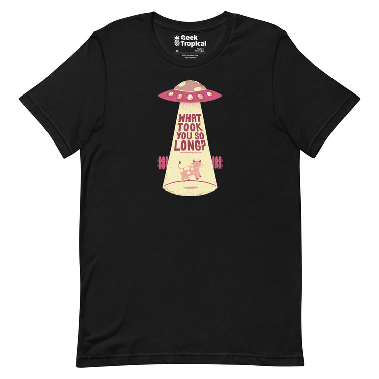Why Did You Took So Long Alien Funny Viva Magenta T-Shirt Geek Nerd Advertise to Meta Design by Tobe Fonseca FLOW DESC WRITING