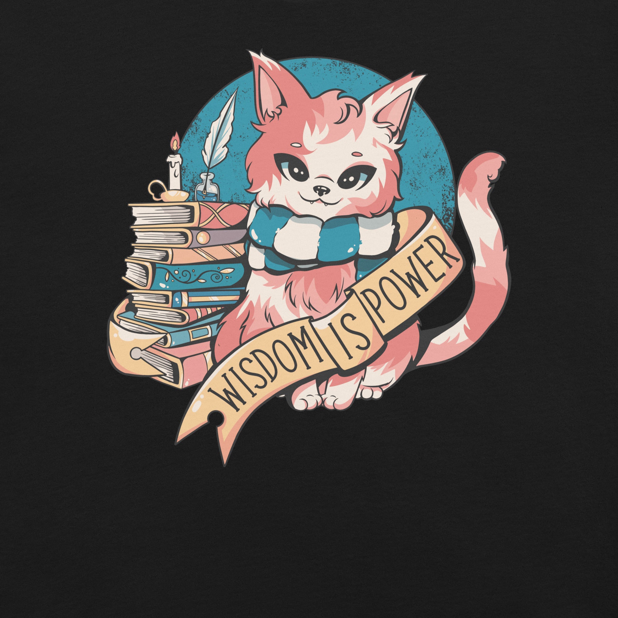 Wisdom is Power Book Cat T-Shirt 2