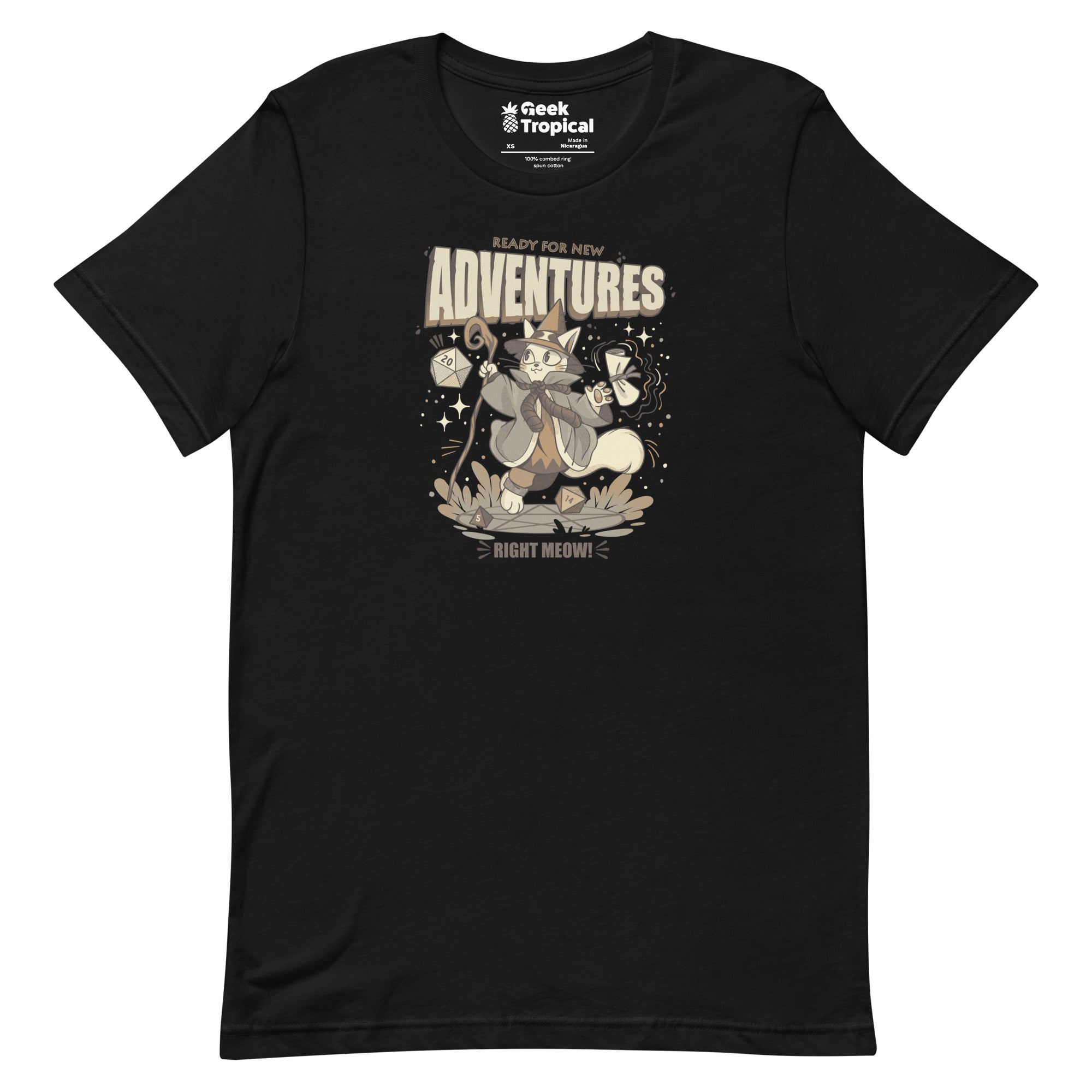 Wizard Cat Ready For New Adventures Light T-Shirt Geek Nerd Advertise to Meta Animal Patterns Design by Tobe Fonseca