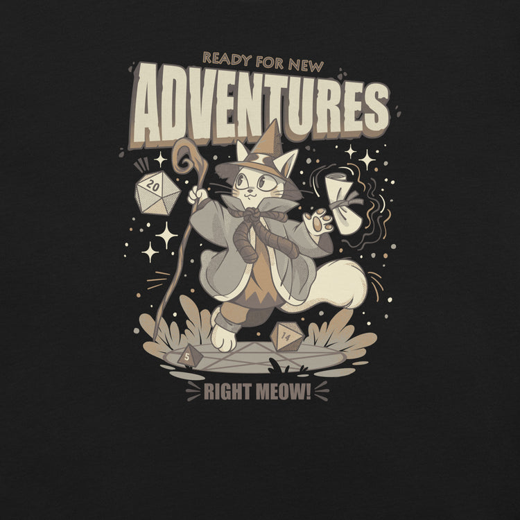 Wizard Cat Ready For New Adventures Light T-Shirt Geek Nerd Advertise to Meta Animal Patterns Design by Tobe Fonseca