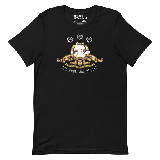 The Book Was Better Cat T-Shirt Geek Nerd Advertise to Meta Animal Patterns Book Prints