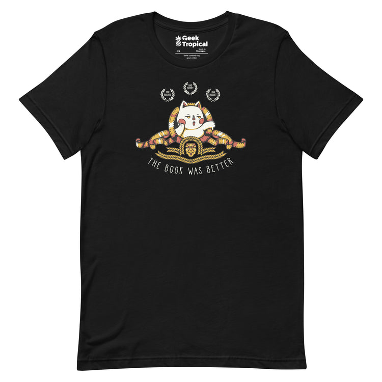 The Book Was Better Cat T-Shirt Geek Nerd Advertise to Meta Animal Patterns Book Prints