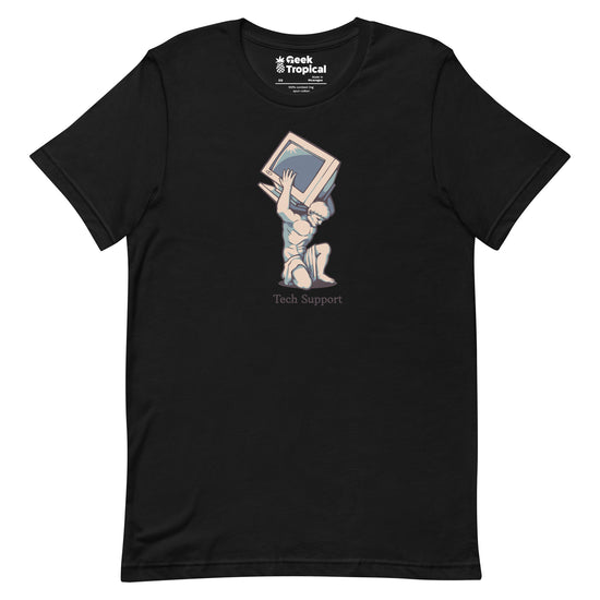 Tech Support Atlas Computer Salmon T-Shirt Geek Nerd Advertise to Meta computer print Design by Tobe Fonseca