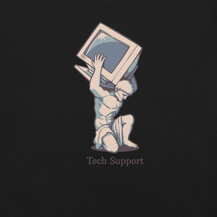 Tech Support Atlas Computer Salmon T-Shirt Geek Nerd Advertise to Meta computer print Design by Tobe Fonseca