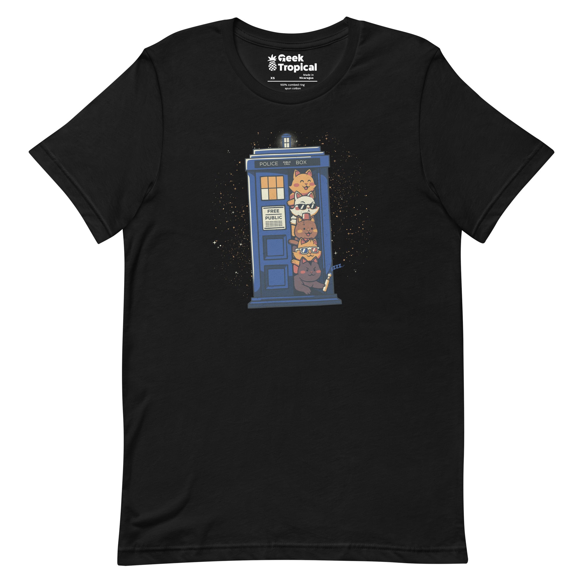 Tardis Cats T-Shirt Geek Nerd Advertise to Meta Animal Patterns Design by Tobe Fonseca