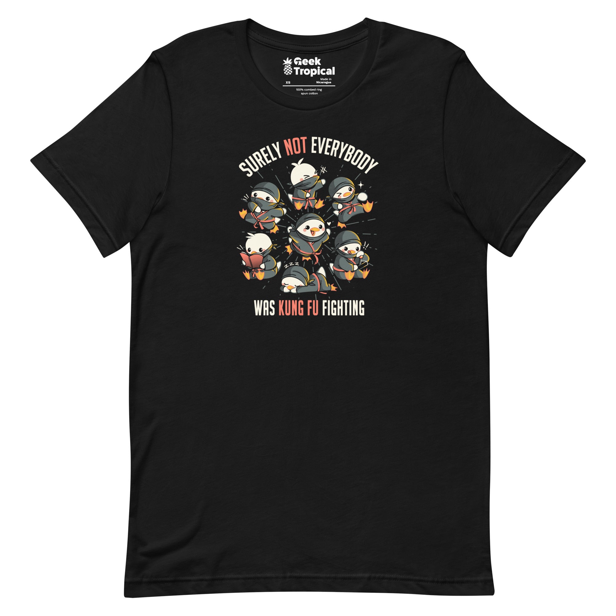 Surely Not Everybody Was Kung Fu Fighting Duck Ninja T-Shirt Geek Nerd Advertise to Meta Design by Tobe Fonseca FLOW DESC WRITING