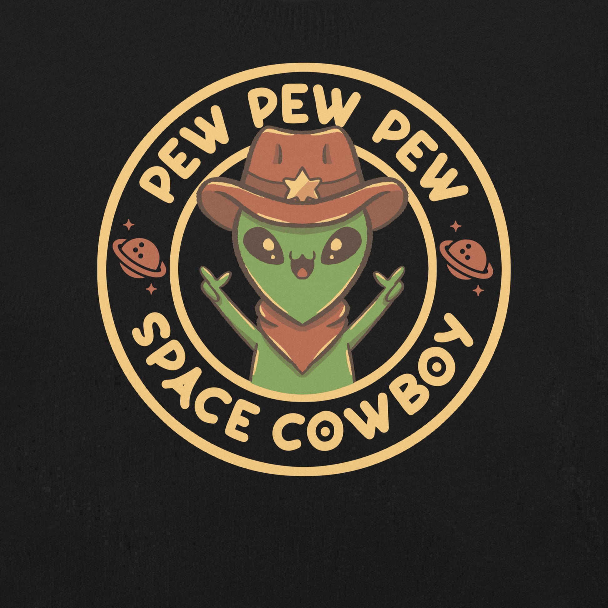 Space Cowboy Funny Alien Brown T-Shirt Geek Nerd Advertise to Meta Design by Tobe Fonseca FLOW DESC WRITING