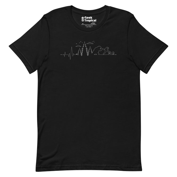 Hiking Heartbeat Running From a Bear Dog T-Shirt Geek Nerd Advertise to Meta Animal Patterns Design by Tobe Fonseca