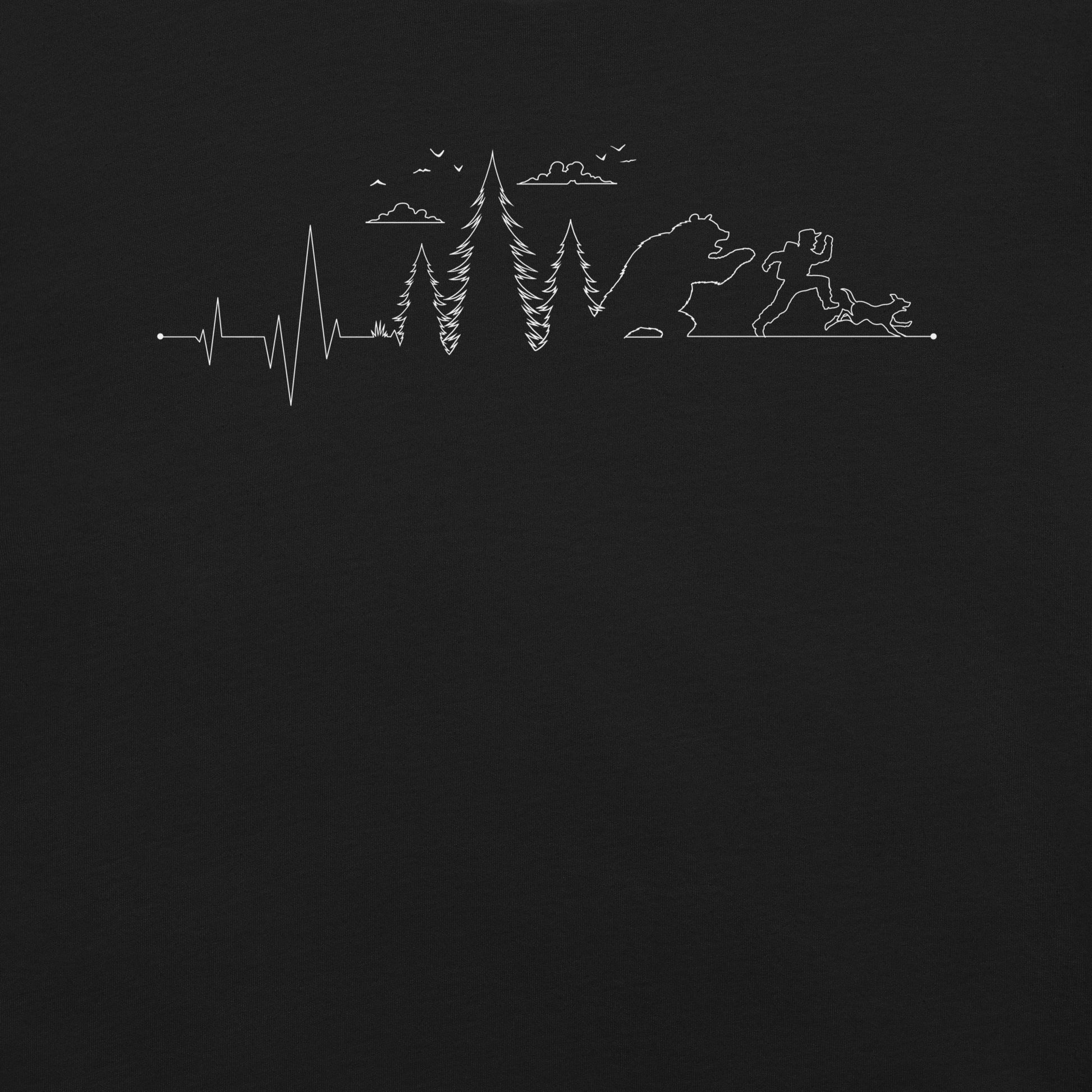 Hiking Heartbeat Running From a Bear Dog T-Shirt Geek Nerd Advertise to Meta Animal Patterns Design by Tobe Fonseca