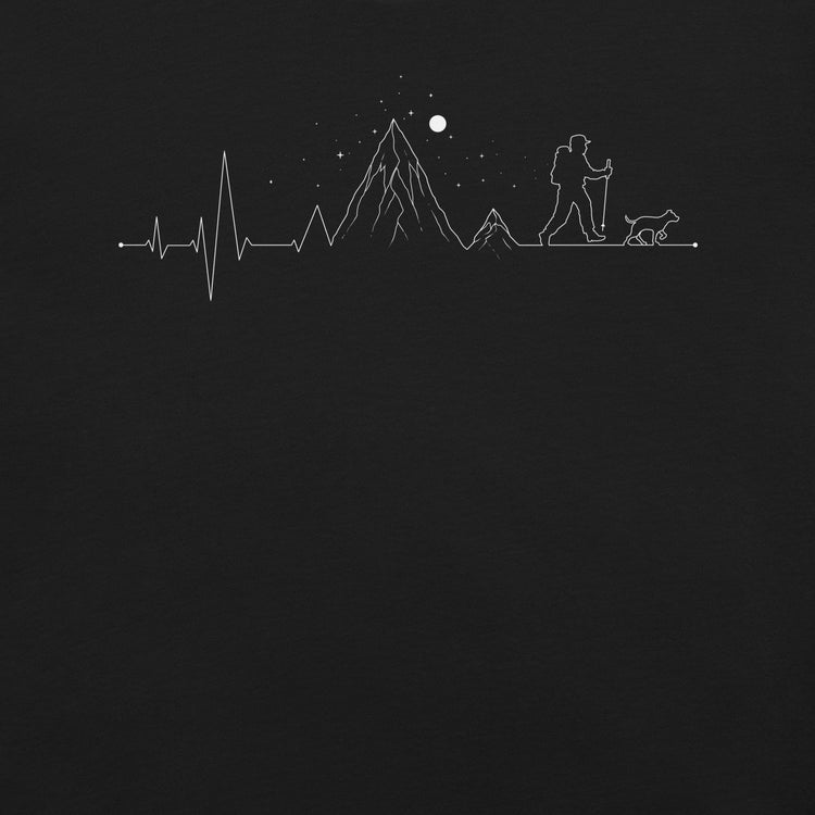 Hiking Heartbeat Mountain Lifestyle T-Shirt Geek Nerd Advertise to Meta Design by Tobe Fonseca FLOW DESC WRITING