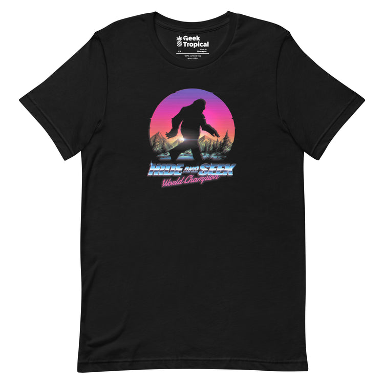 Hide And Seek World Champion Shirt Bigfoot is Real T-Shirt Geek Nerd Advertise to Meta Botany Print Design by Tobe Fonseca