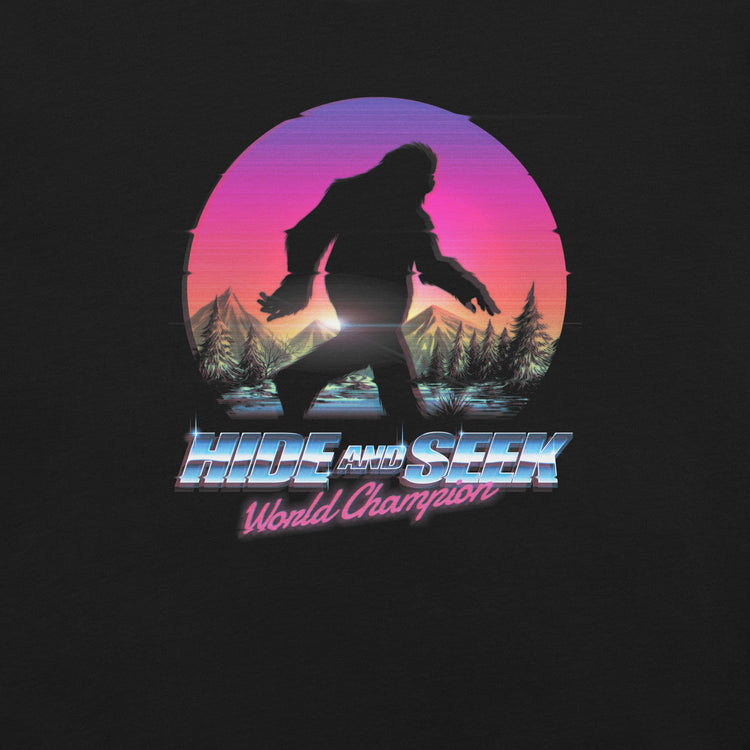 Hide And Seek World Champion Shirt Bigfoot is Real T-Shirt Geek Nerd Advertise to Meta Botany Print Design by Tobe Fonseca