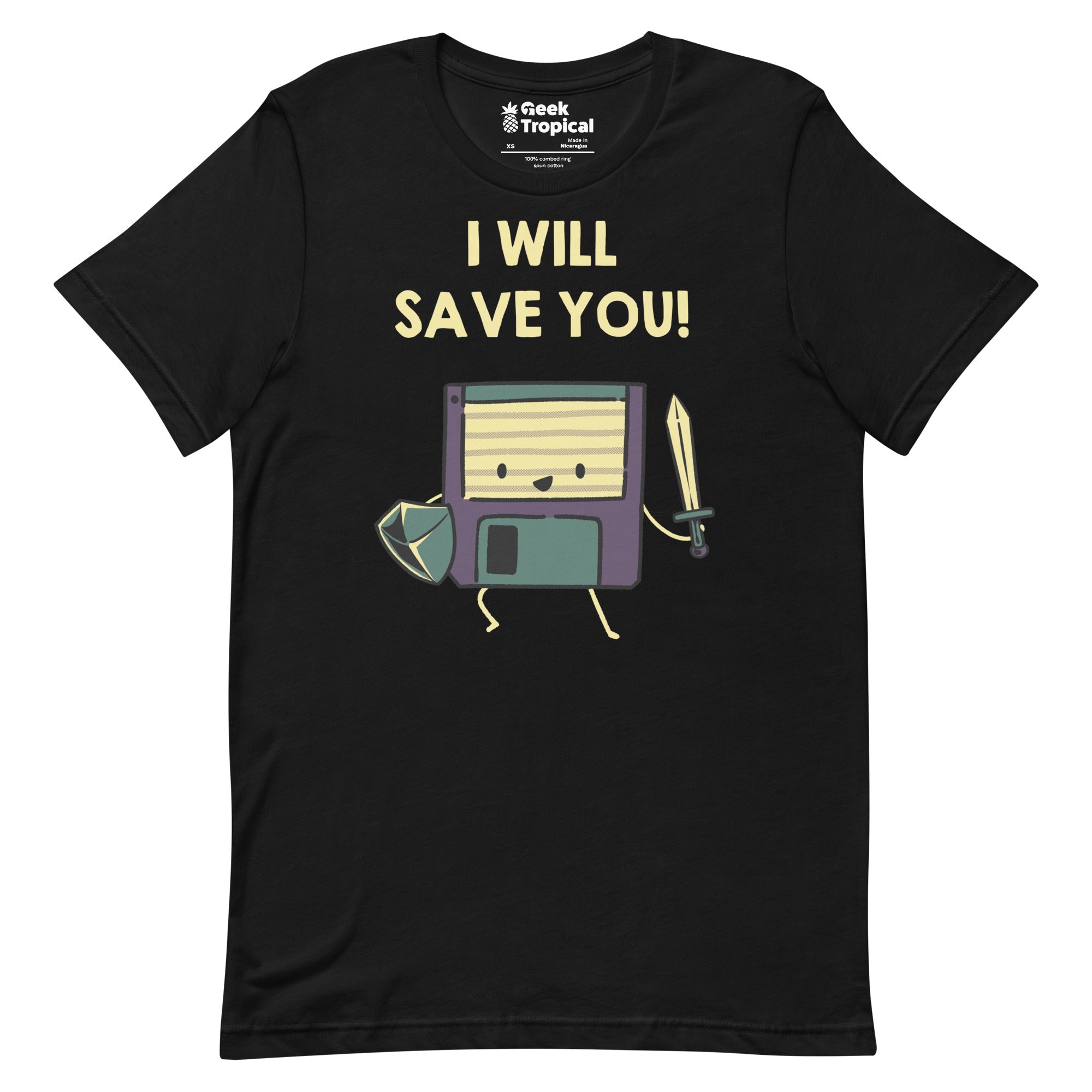 Floppy Disk Knight I Will Save You! T-Shirt Geek Nerd Advertise to Meta computer print Design by Tobe Fonseca