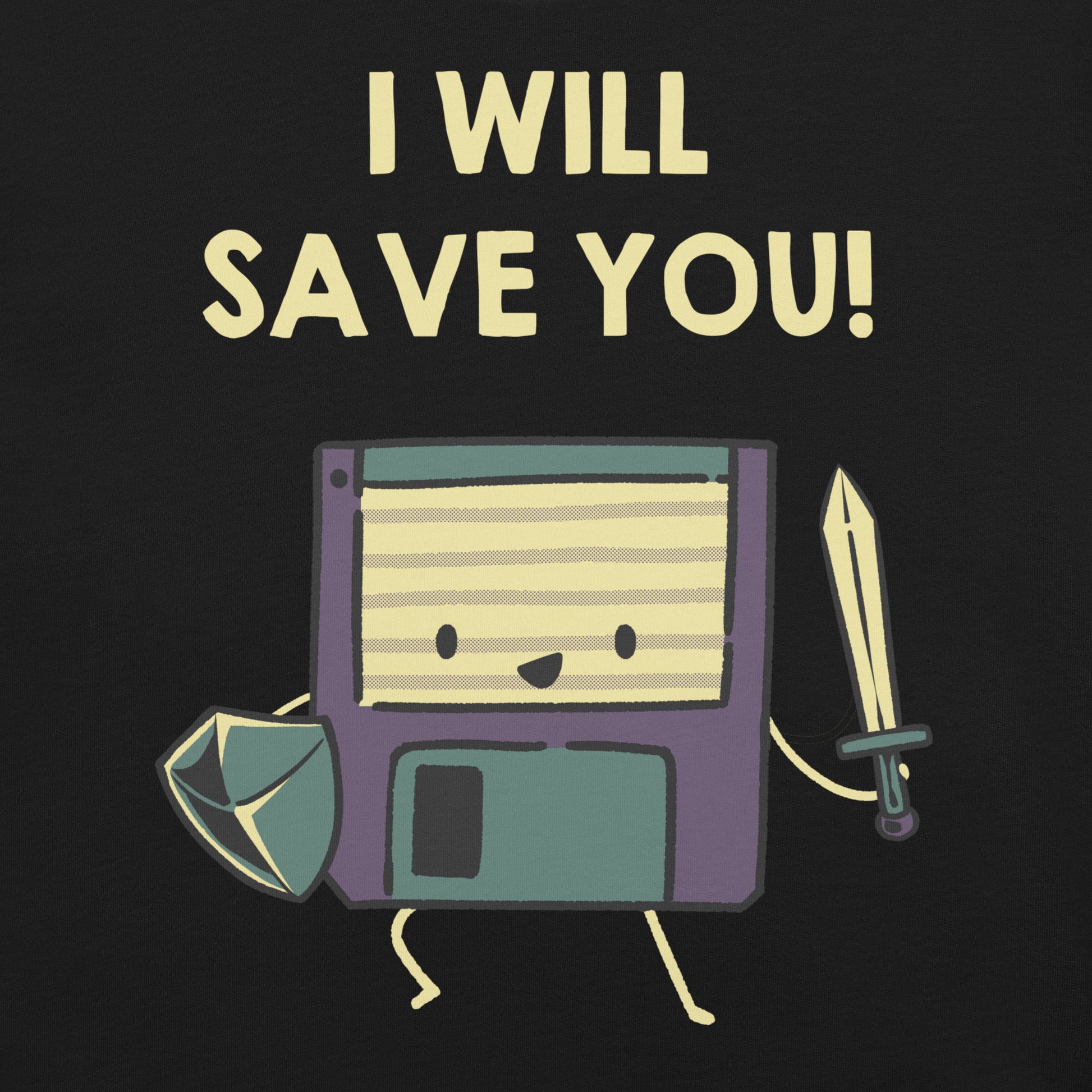 Floppy Disk Knight I Will Save You! T-Shirt Geek Nerd Advertise to Meta computer print Design by Tobe Fonseca