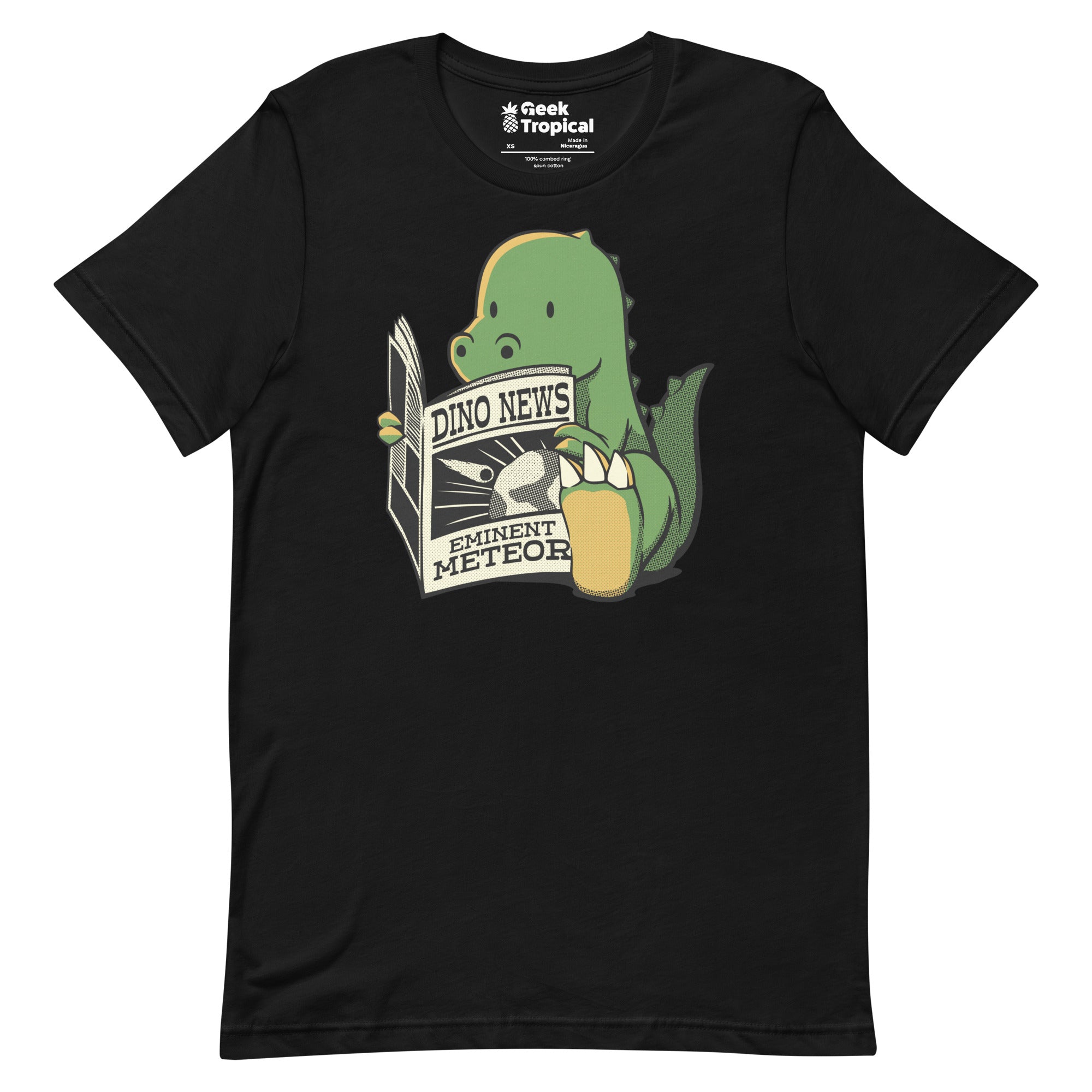 Dinosaur Meteor Jurassic News T-Shirt Geek Nerd Advertise to Meta Book Prints Design by Tobe Fonseca