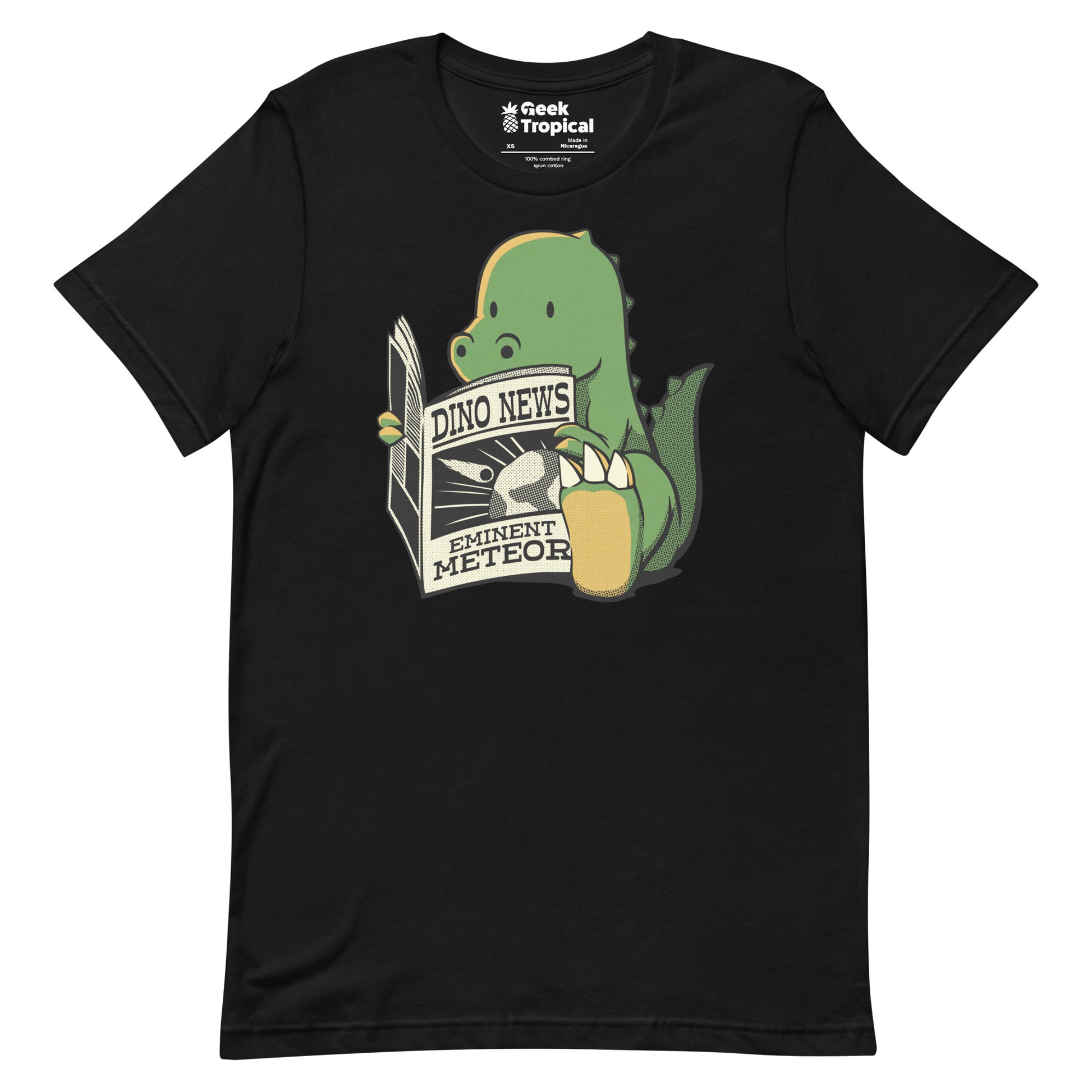 Dinosaur Meteor Jurassic News T-Shirt Geek Nerd Advertise to Meta Book Prints Design by Tobe Fonseca