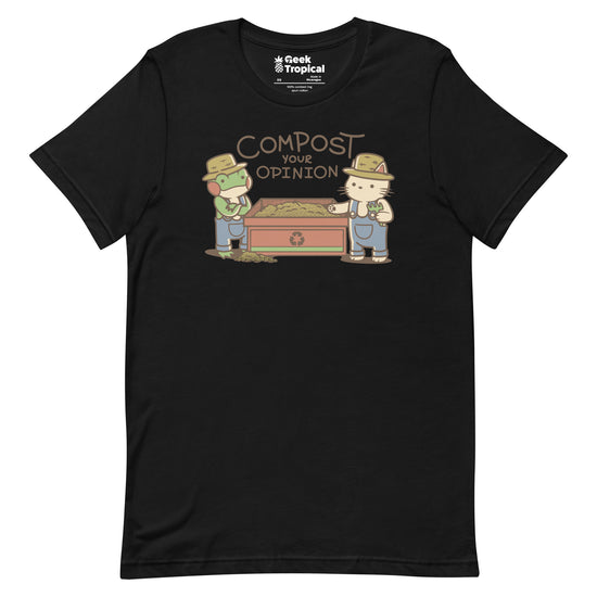Compost Your Opinion! Frog and Cat T-Shirt Geek Nerd Advertise to Meta Animal Patterns Botany Print