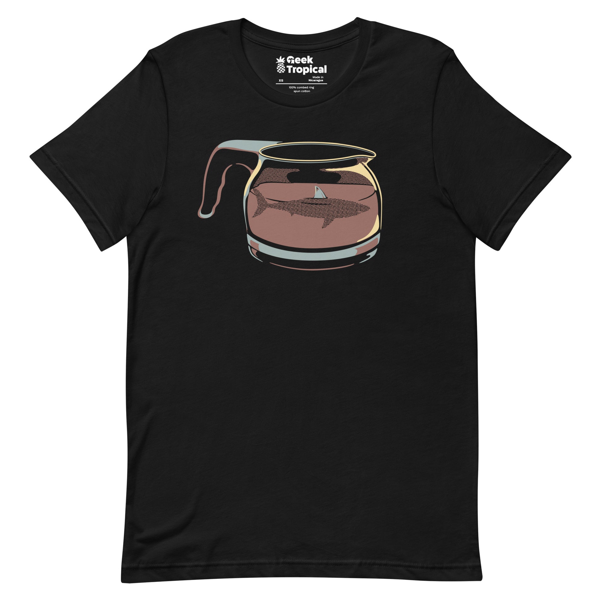 Coffee Jar Shark - Dangerous and Caffeinated T-Shirt Geek Nerd Advertise to Meta Animal Patterns Design by Tobe Fonseca