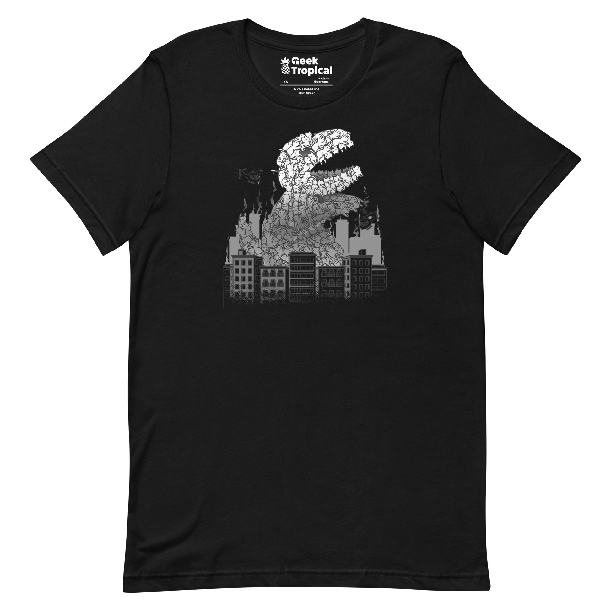 Catzilla T-Shirt Geek Nerd Advertise to Meta Animal Patterns Anime
