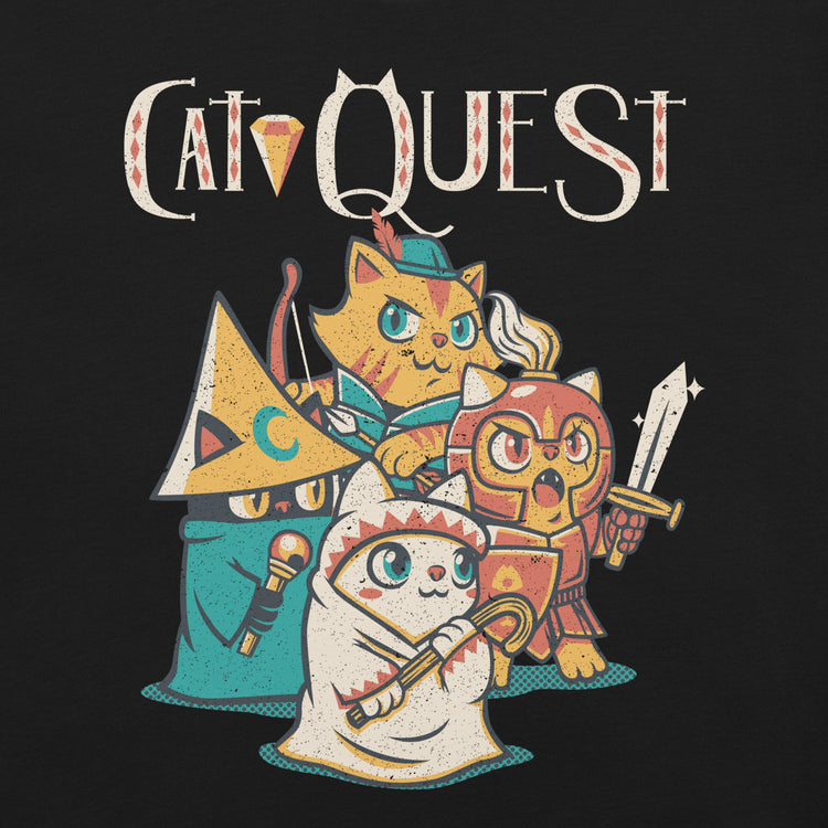 Cat Quest RPG Cats Video Game T-Shirt Geek Nerd Advertise to Meta Animal Patterns Design by Tobe Fonseca
