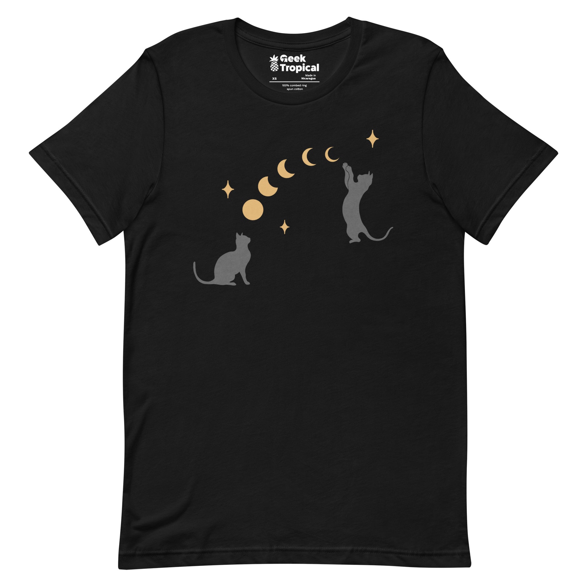 Cat And Moon T-Shirt Geek Nerd Advertise to Meta Animal Patterns Design by Episodic Drawing