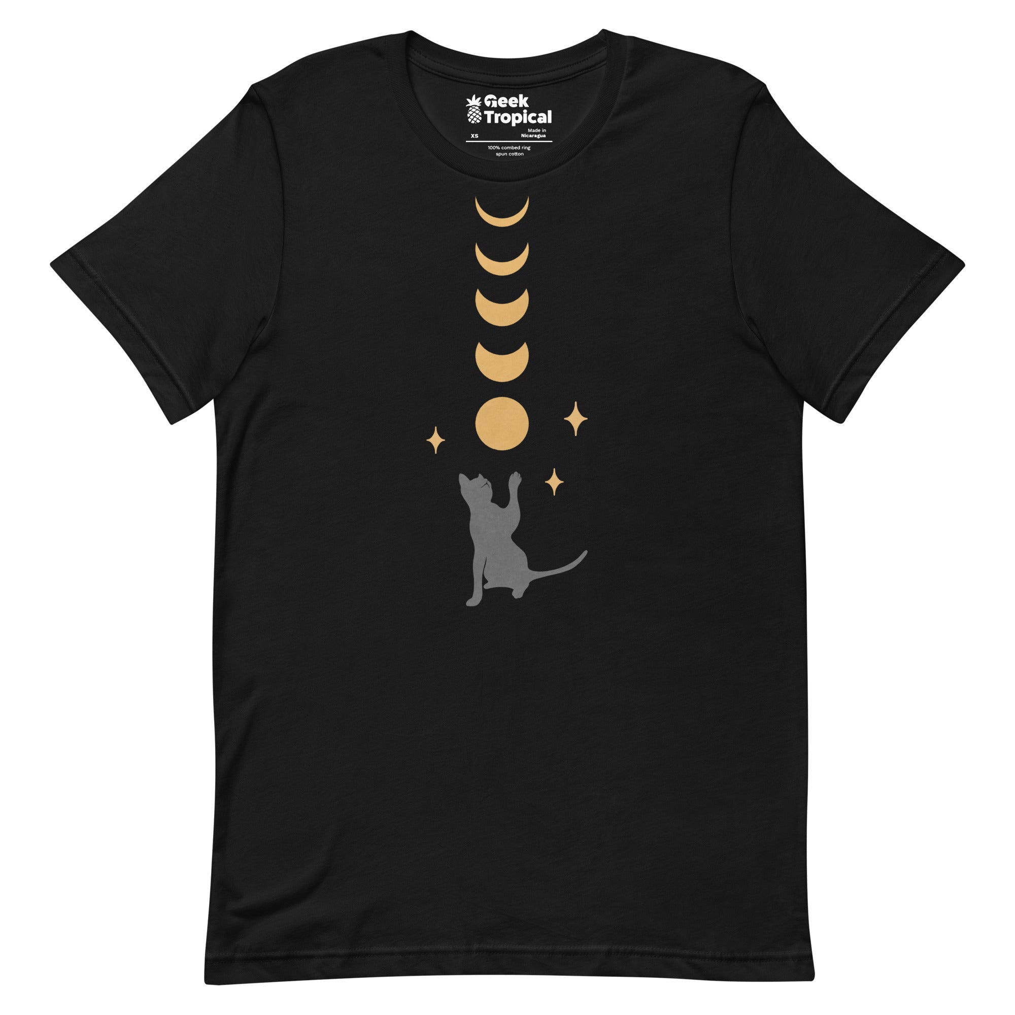Cat And Moon 2 T-Shirt Geek Nerd Advertise to Meta Animal Patterns Design by Episodic Drawing