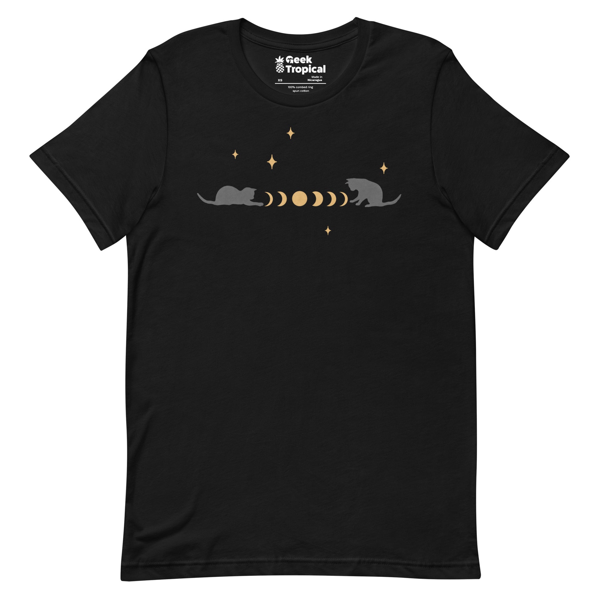 Cat And Moon 3 T-Shirt Geek Nerd Advertise to Meta Animal Patterns Design by Episodic Drawing