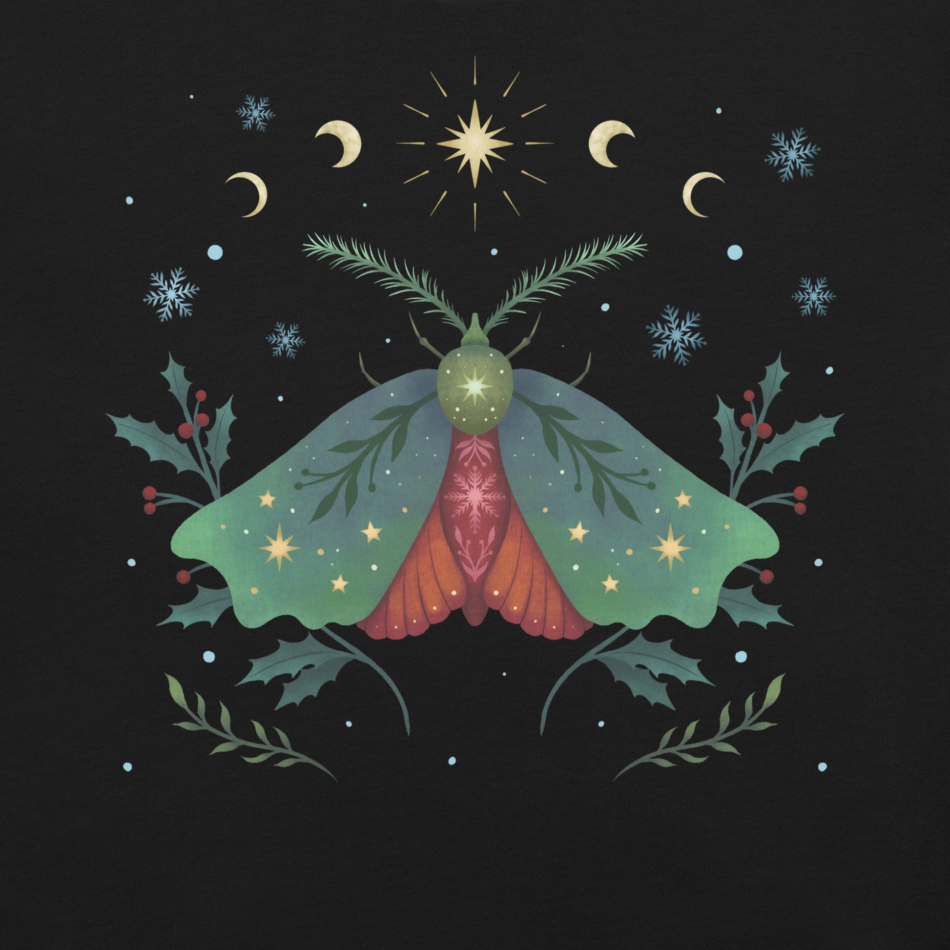 Christmas Moth T-Shirt Geek Nerd Advertise to Meta Animal Patterns Christmas Print