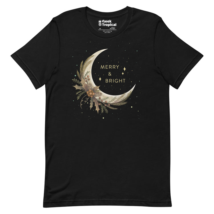 Merry And Bright T-Shirt Geek Nerd Advertise to Meta Christmas Print Design by Episodic Drawing