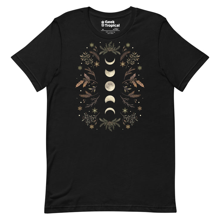 Moonlight Garden Winter Brown T-Shirt Geek Nerd Advertise to Meta Botany Print Design by Episodic Drawing