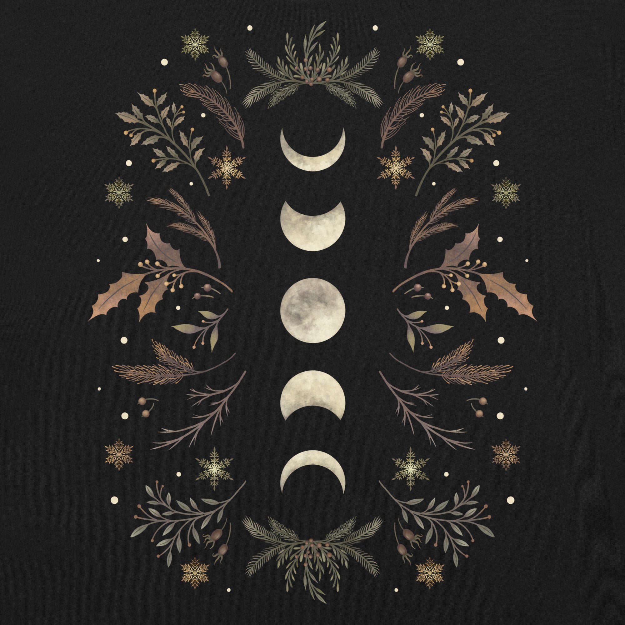 Moonlight Garden Winter Brown T-Shirt 2