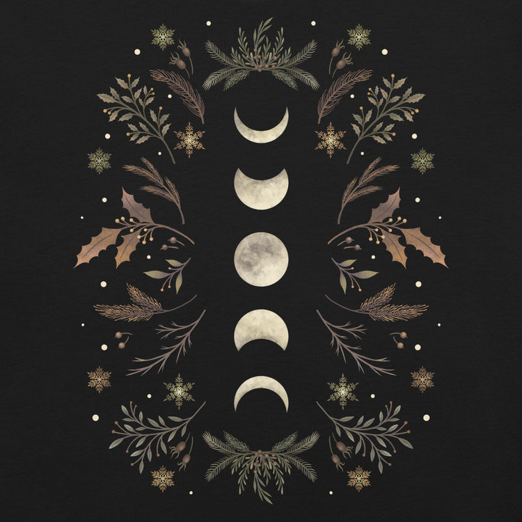 Moonlight Garden Winter Brown T-Shirt Geek Nerd Advertise to Meta Botany Print Design by Episodic Drawing