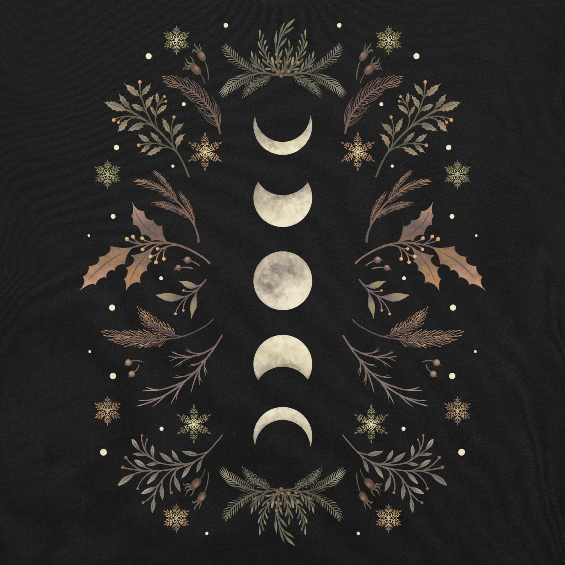 Moonlight Garden Winter Brown T-Shirt 2