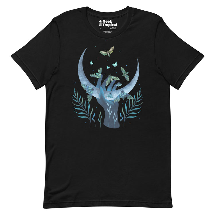 Moth Hand T-Shirt Geek Nerd Advertise to Meta Animal Patterns Design by Episodic Drawing