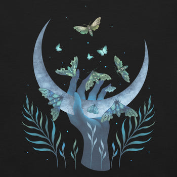Moth Hand T-Shirt Geek Nerd Advertise to Meta Animal Patterns Design by Episodic Drawing